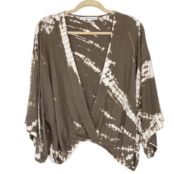 YOUNG FABULOUS & BROKE Meadow Moss Infinity Wrap Kimono Blouse XS - Picture 1 of 7
